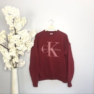 Maroon Calvin Klein Jeans Embroidered Crewneck